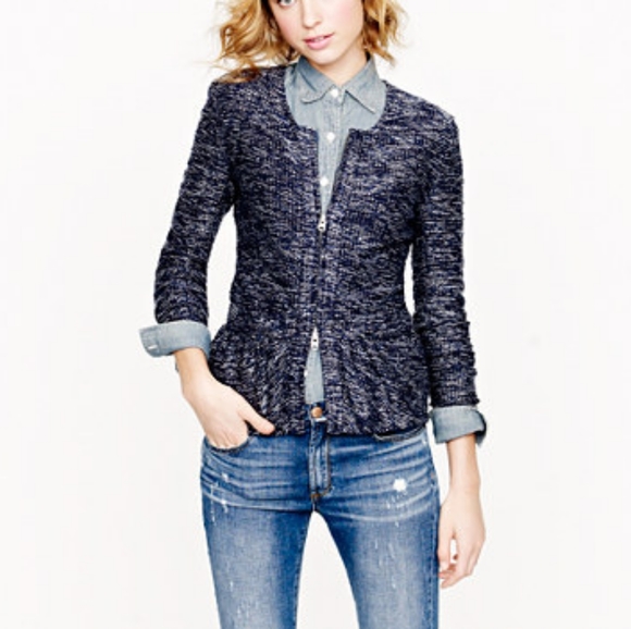 SOLD J.Crew Boucle Tweed Peplum Blazer Jacket XS - Picture 2 of 8
